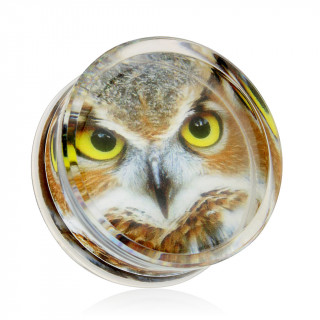 Piercing carteur plug transparent avec hibou