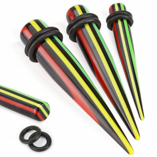 Piercing carteur stri noir, rouge, jaune, vert type tapers