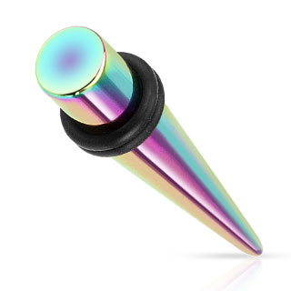 Piercing carteur tapers arc en ciel titanium en acier plaqu IP