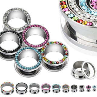 Piercing carteur tunnel acier dvissable  strass