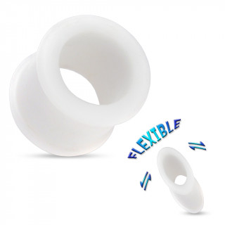Piercing écarteur tunnel silicone ultra flexible blanc
