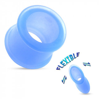 Piercing écarteur tunnel silicone ultra flexible bleu clair