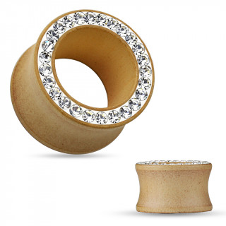 Piercing carteur type tunnel en bois d'rable aurol de strass