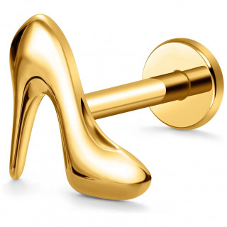 Piercing escarpin  talon haut en Titane dor  filetage interne (lvre et oreille)