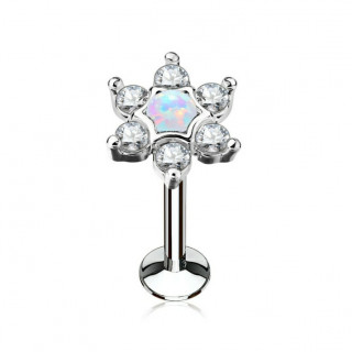 Piercing toile strass et opale blanche (lvre, cartilage)