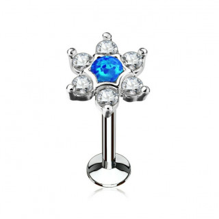 Piercing toile strass et opale bleue (lvre, cartilage)