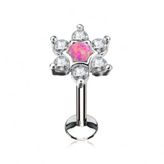 Piercing toile strass et opale rose (lvre, cartilage)