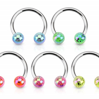 Piercing fer  cheval  boules perles avec claboussures