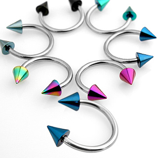 Piercing fer  cheval  pointes anodises titane