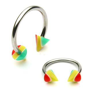 Piercing fer  cheval  pointes Rasta Jamaique