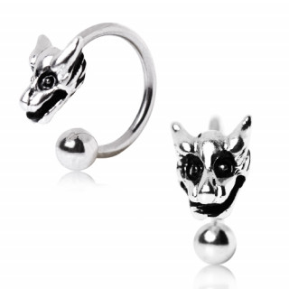 Piercing fer à cheval à tête de dragon