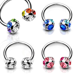 Piercing fer à cheval avec boules serties