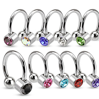 Piercing fer à cheval avec cylindre serti