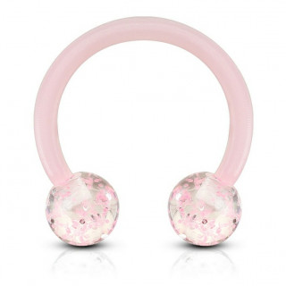 Piercing fer  cheval bioflex rose  boules acrylique pailletes