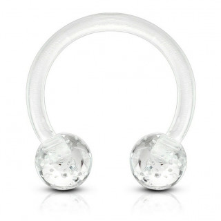 Piercing fer  cheval bioflex transparent  boules acrylique pailletes