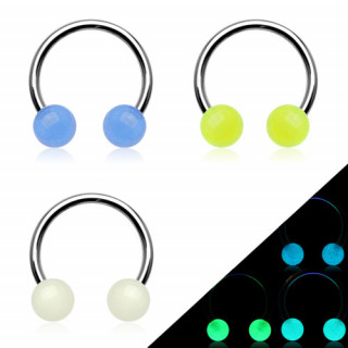 Piercing fer  cheval boules fluorescentes