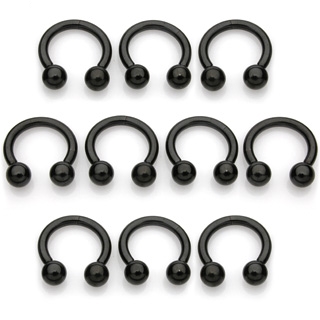 Piercing fer  cheval anodis titane noir  boules