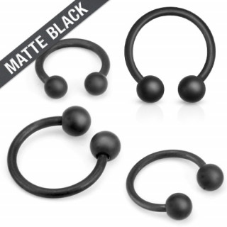 Piercing fer  cheval noir mat  boules