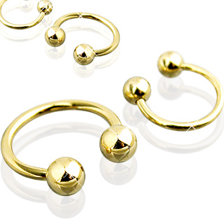 Piercing fer  cheval plaqu or  boules