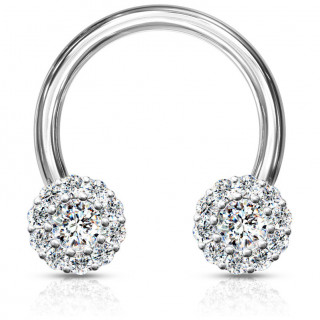 Piercing fer à cheval à embouts strass clairs (septum, daith...)