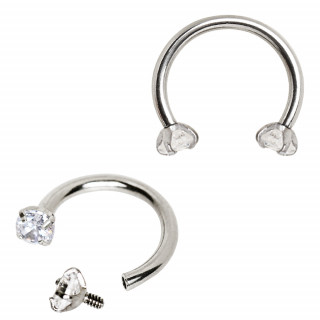 Piercing fer  cheval  embouts zirconiums (filetage interne)