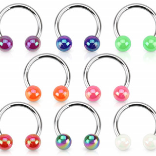 Piercing fer  cheval en acier  boules perles