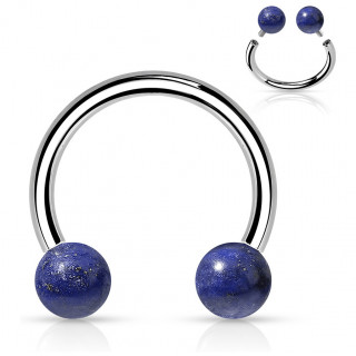 Piercing fer à cheval en acier à perles de Sodalite bleue (filetage interne)
