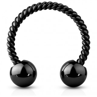 Piercing fer à cheval en acier twisté style corde - Noir