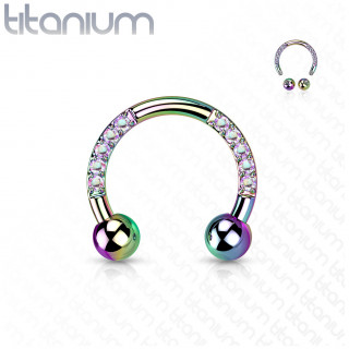 Piercing fer à cheval en Titane Multicolore à zirconiums en arques