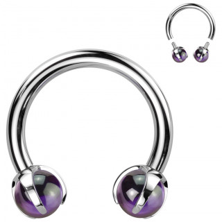 Piercing fer  cheval Titane  perle d'Amethyste (hlix, septum...)