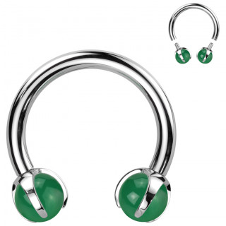 Piercing fer  cheval Titane  perle de Jade (hlix, septum...)