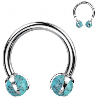 Piercing fer  cheval Titane  perle de Turquoise (hlix, septum...)