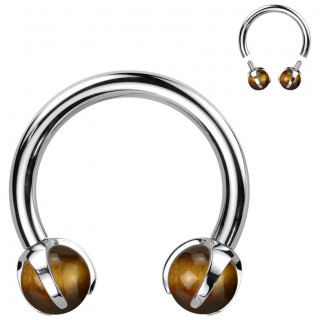 Piercing fer  cheval Titane  perle d'Oeil de tigre (hlix, septum...)