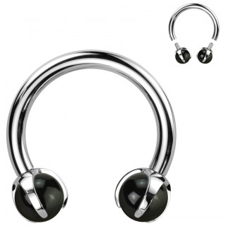 Piercing fer à cheval Titane à perle d'Onyx (hélix, septum...)