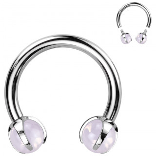 Piercing fer  cheval Titane  perle d'Opalite rose (hlix, septum...)