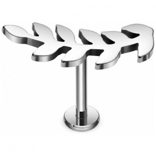 Piercing feuille d'olivier en Titane  filetage interne (lvre et oreille)