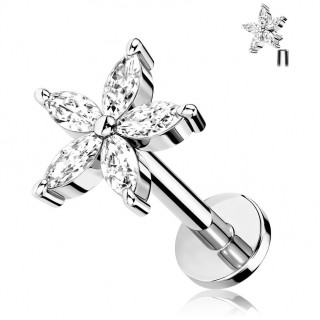 Piercing fleur chic  ptales zirconium (lvre, cartilage oreille...)