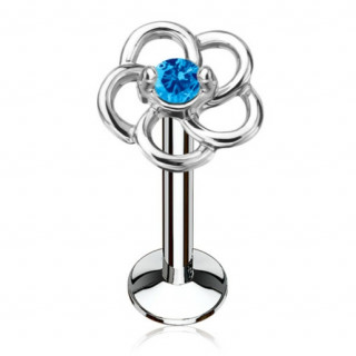 Piercing fleur en boucles  strass bleu (lvre, cartilage)