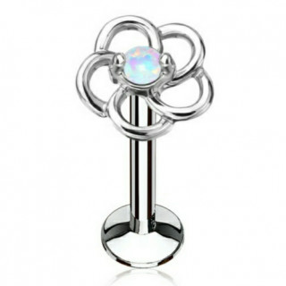 Piercing fleur en boucles  Opale blanche (lvre, cartilage)