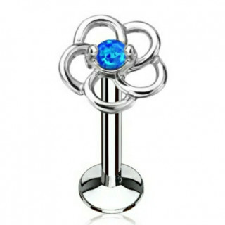 Piercing fleur en boucles  Opale bleue (lvre, cartilage)