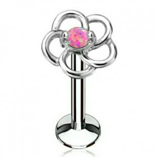 Piercing fleur en boucles  Opale rose (lvre, cartilage)