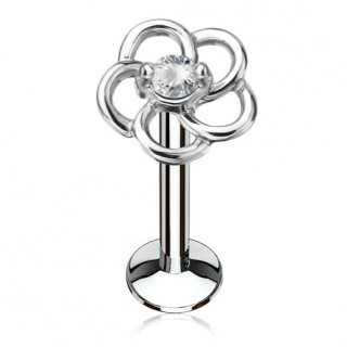 Piercing fleur en boucles  strass clair (lvre, cartilage)