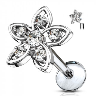 Piercing fleur  strass clairs (lvre, cartilage...)