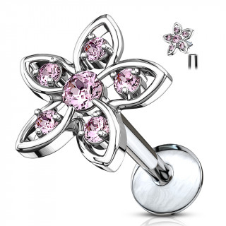 Piercing fleur  strass roses (lvre, cartilage...)