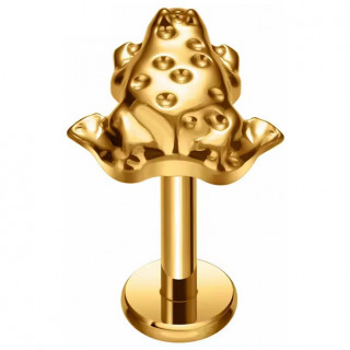 Piercing Grenouille en Titane dor pour lvre et oreille ( filetage interne)