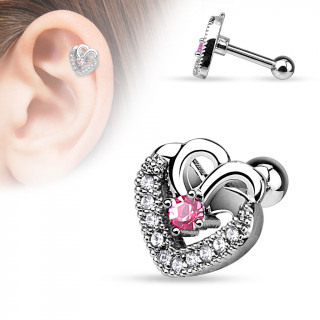 Piercing hlix / cartilage  coeur lgant pav de strass