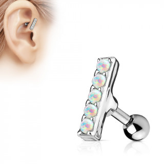 Piercing hélix / cartilage barre à 5 opales blanches