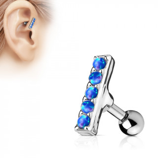 Piercing hlix / cartilage barre  5 opales bleues