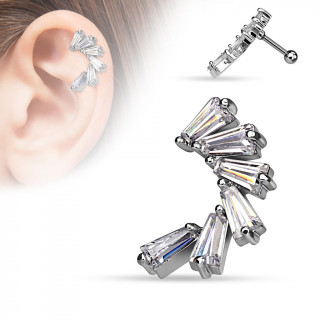 Piercing hlix / cartilage en forme de croissant en pierres tailles