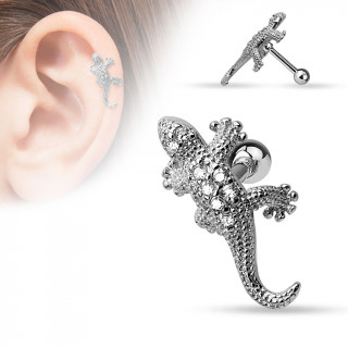 Piercing hlix / cartilage en forme de lzard  dos parsem de strass